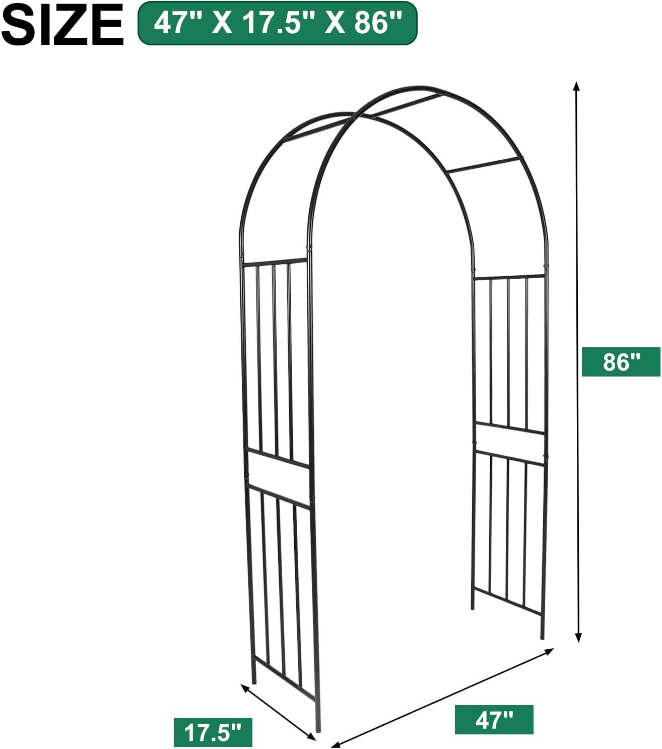 47" x 17.5" x 86" Outdoor Metal Garden Arbor Arch For Climbing Plants Wedding