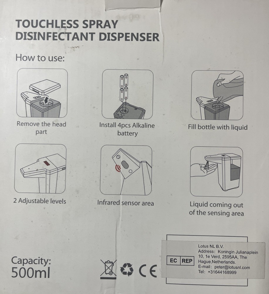Touchless Spray Spout Dispenser Infrared Smart Sensor Easy. 500 ml Capacity