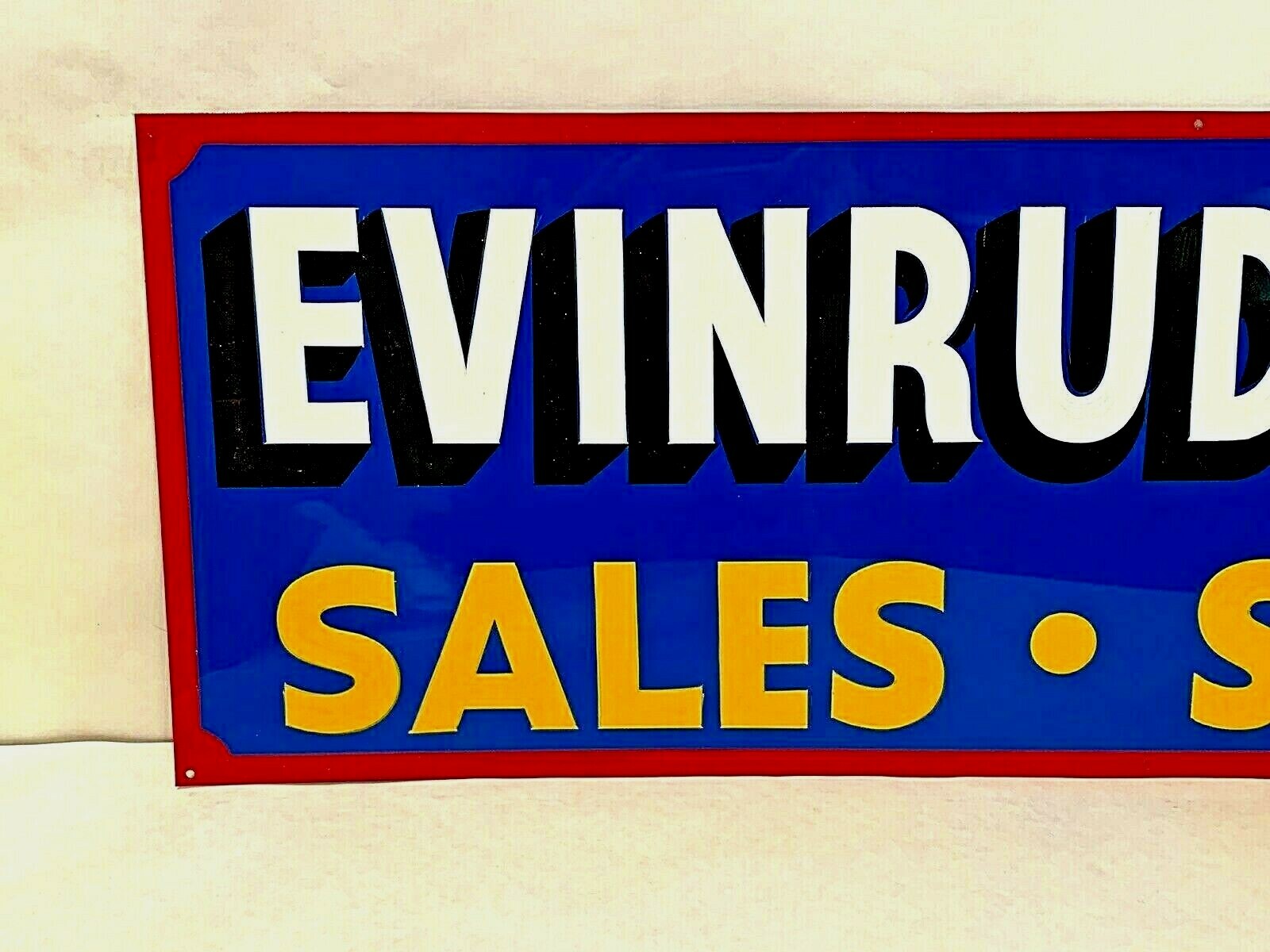 Vintage Hand Painted Evinrude Boat Parts Service Shop Sign