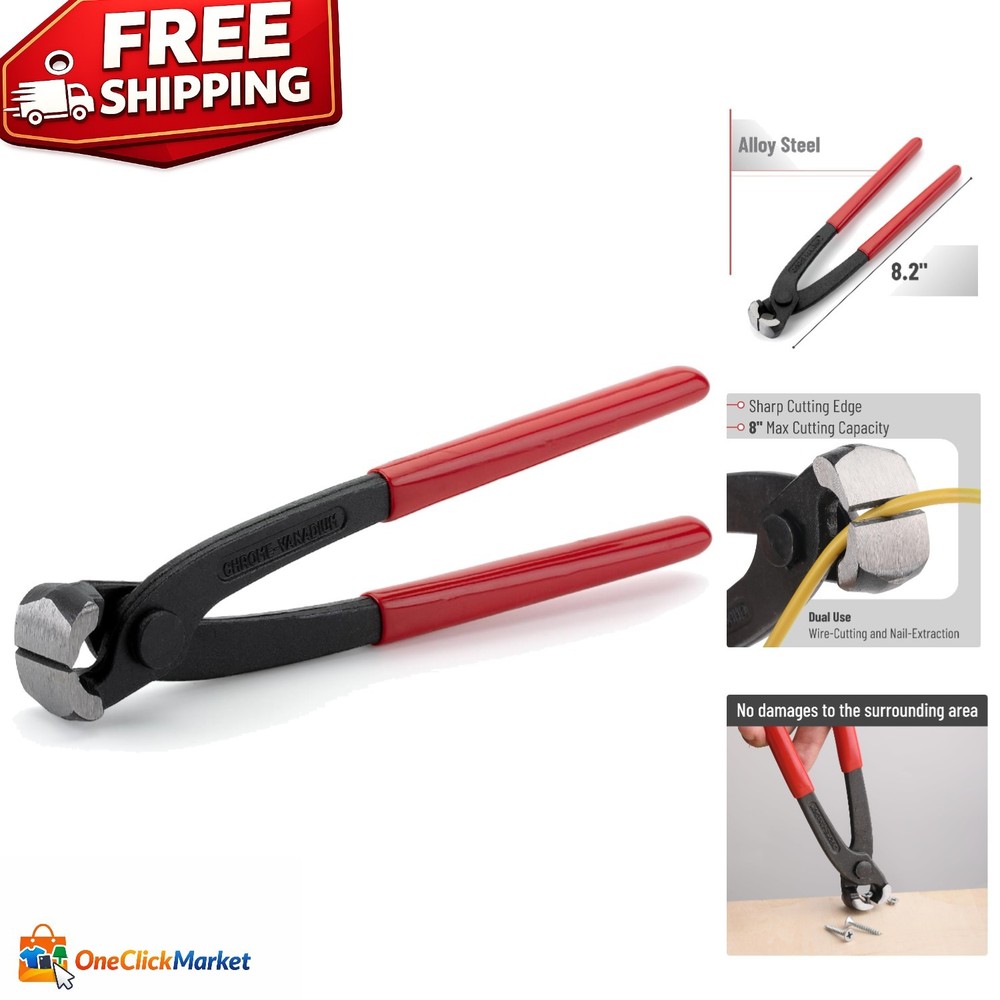 Bates 8-Inch Nail Puller - Durable End Cutting Pliers for Efficient Extraction