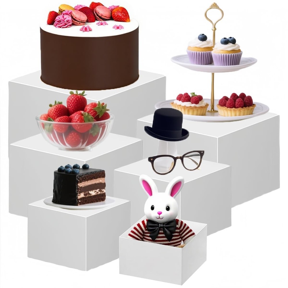 6Pcs Buffet Risers, Food Risers for Buffet Table, Acrylic Display Stands for ...