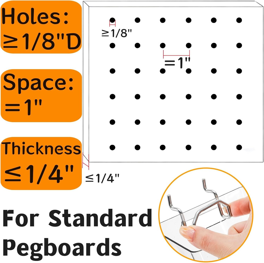 6 Pack Clear Pegboard Cups Hooks Plastic Peg Board Bins Pegboard Organizer Mouth