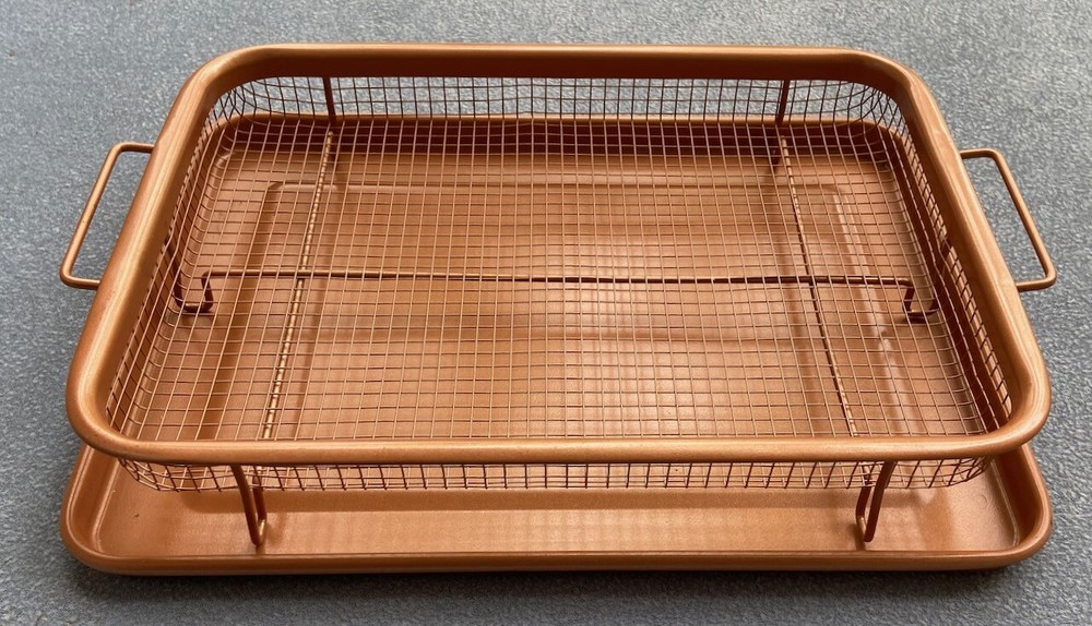 2 Pcs Copper Chef Crisper Basket with Baking Sheet Pan
