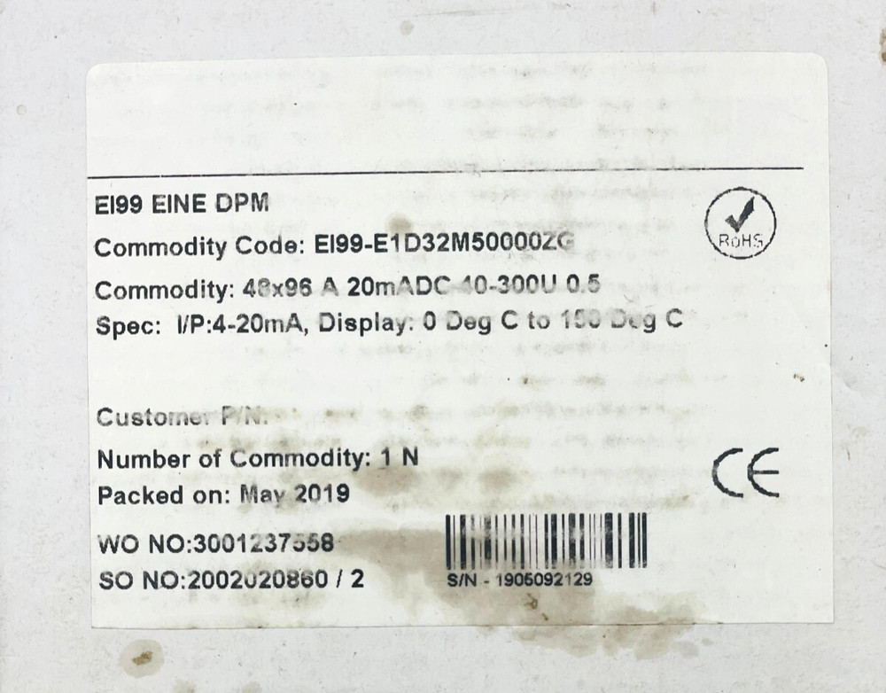 ZIEGLER EI99EINEDPM Digital Panel Meter Ziegler Eine