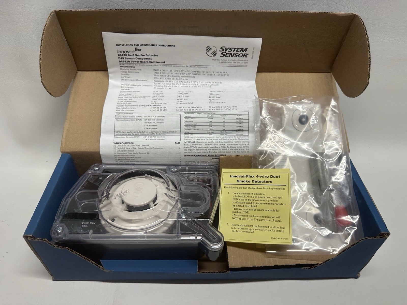 New System Sensor D4S Wire Duct Smoke Detector