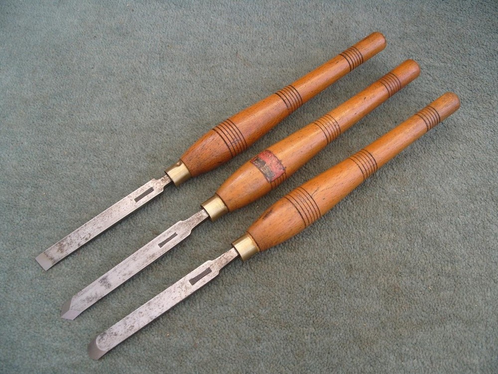 Three Woodturning tools by Stormont, Sheffield.