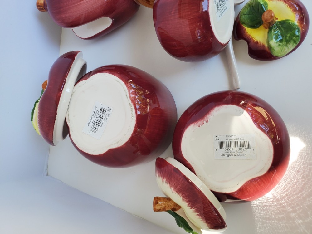 Vintage Ceramic Apple Table & Counter Set 7 Piece as shown