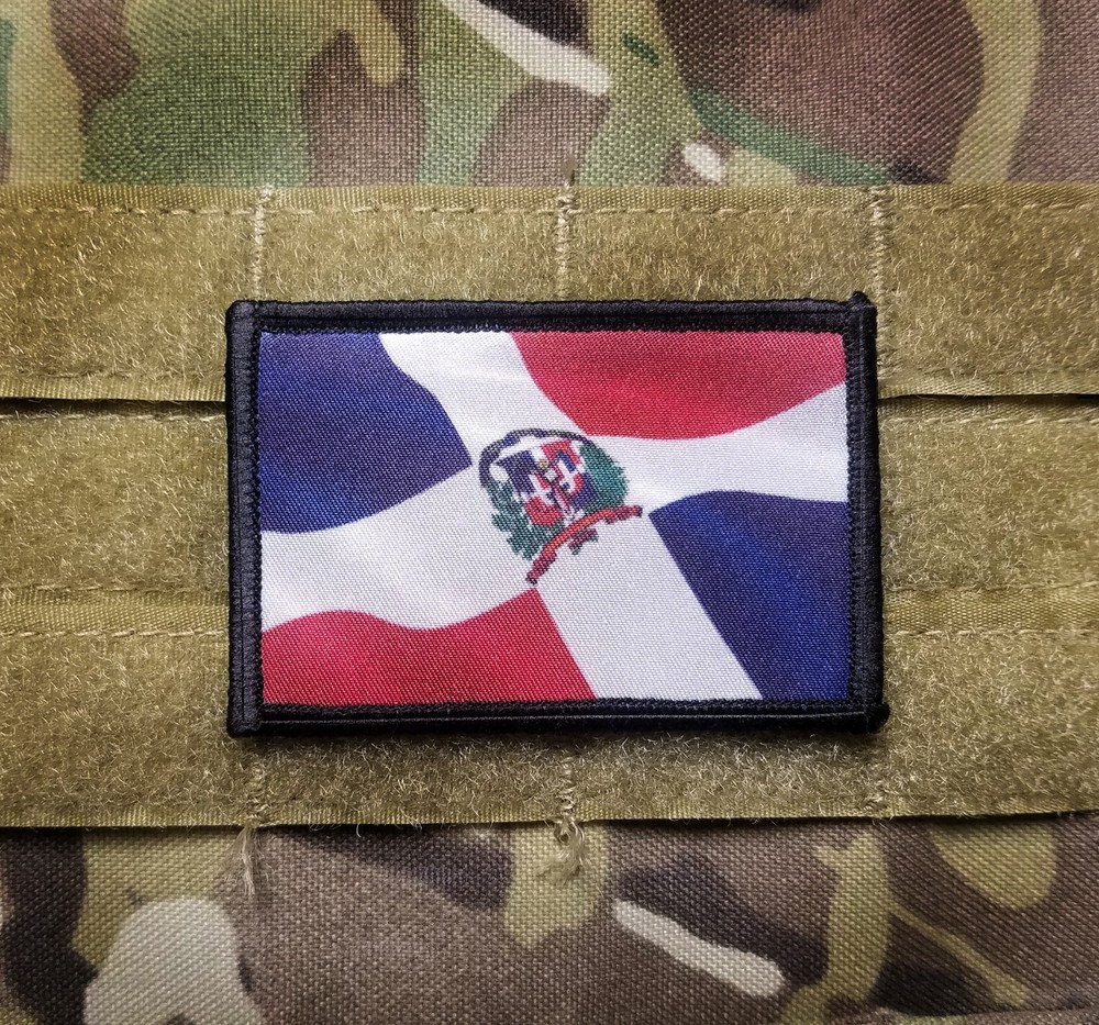 Dominican Republic Waving Flag Hook Back Patch for Cap, Bag, etc.