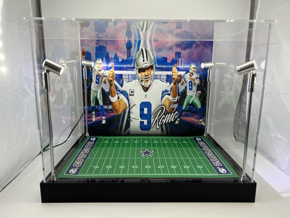 Tony Romo Custom Full Size Helmet Display With LED Lights - Cowboys
