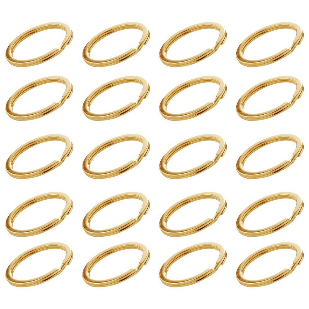 20 PCS Brass Flat Split Key Rings, 25mm (1") Diameter, Solid Gold