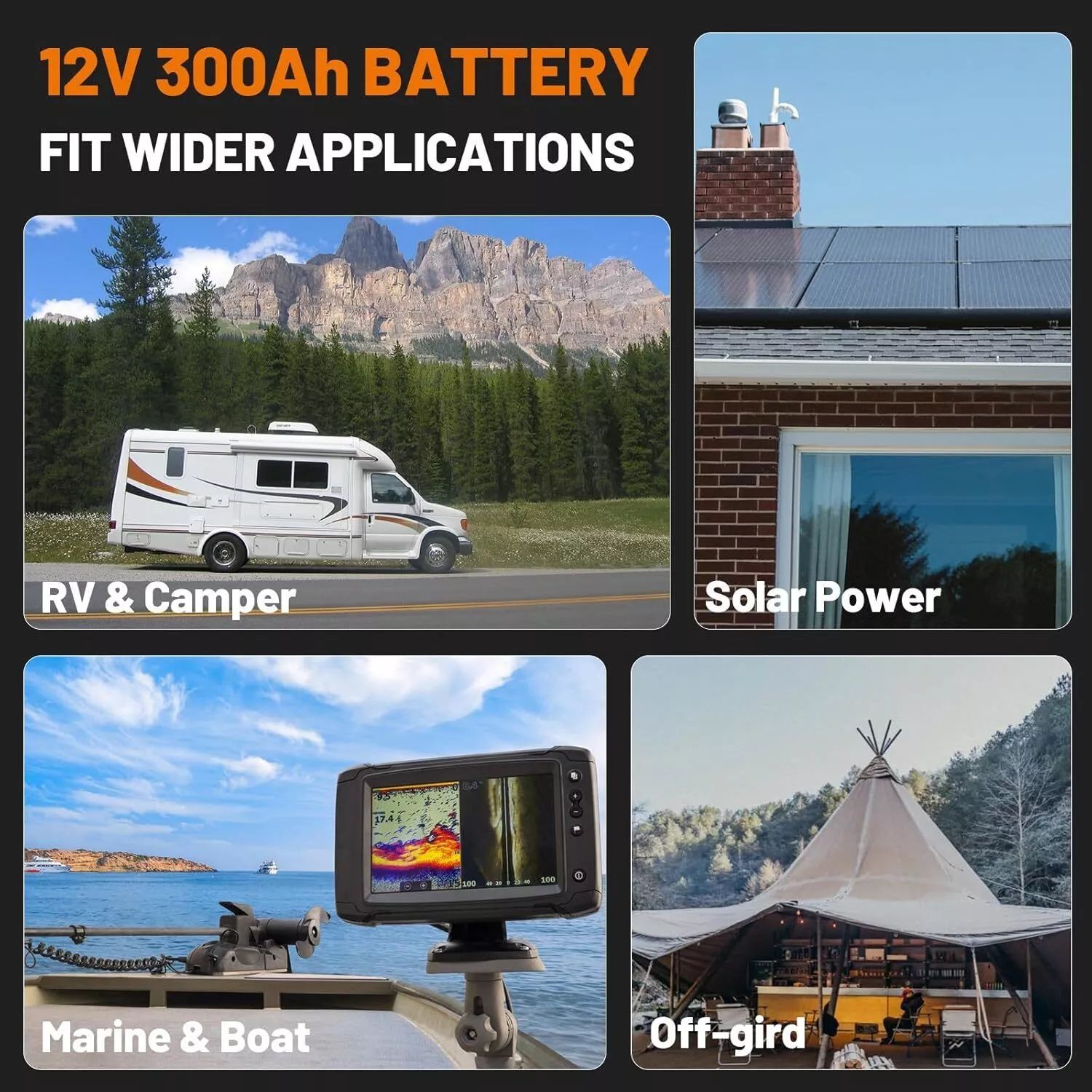 12V 300Ah LiFePO4 Lithium Iron Phosphate Battery 300Ah Built-in BMS for Solar RV