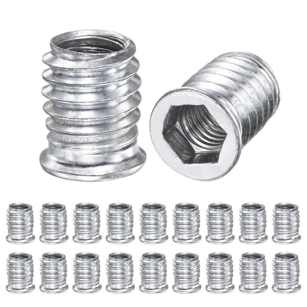 20-Pack Threaded Inserts for Wood, M10x20mm Threaded Insert Nuts [Silver Tone]