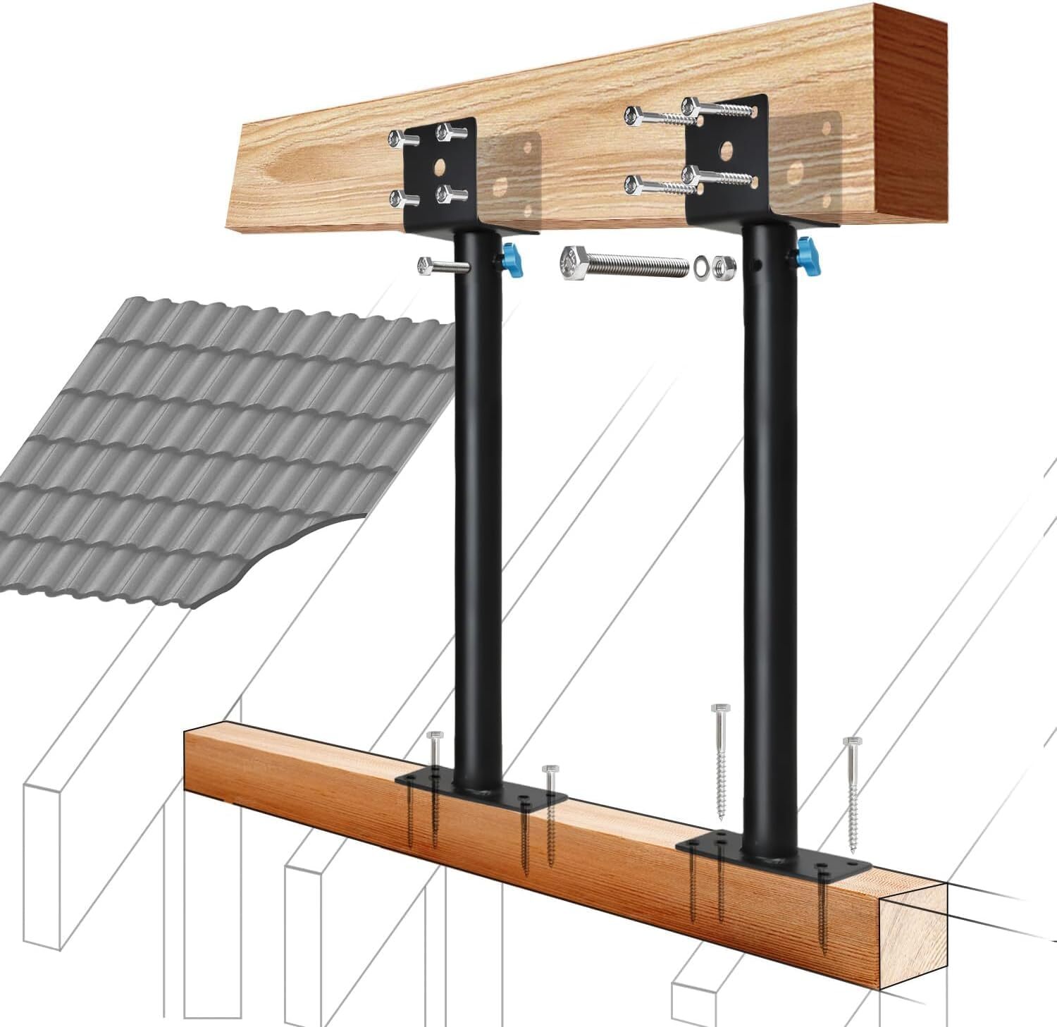 2Pack 3.6-Inch Saddle Stainless Steel Roof Riser for Patio Pergola