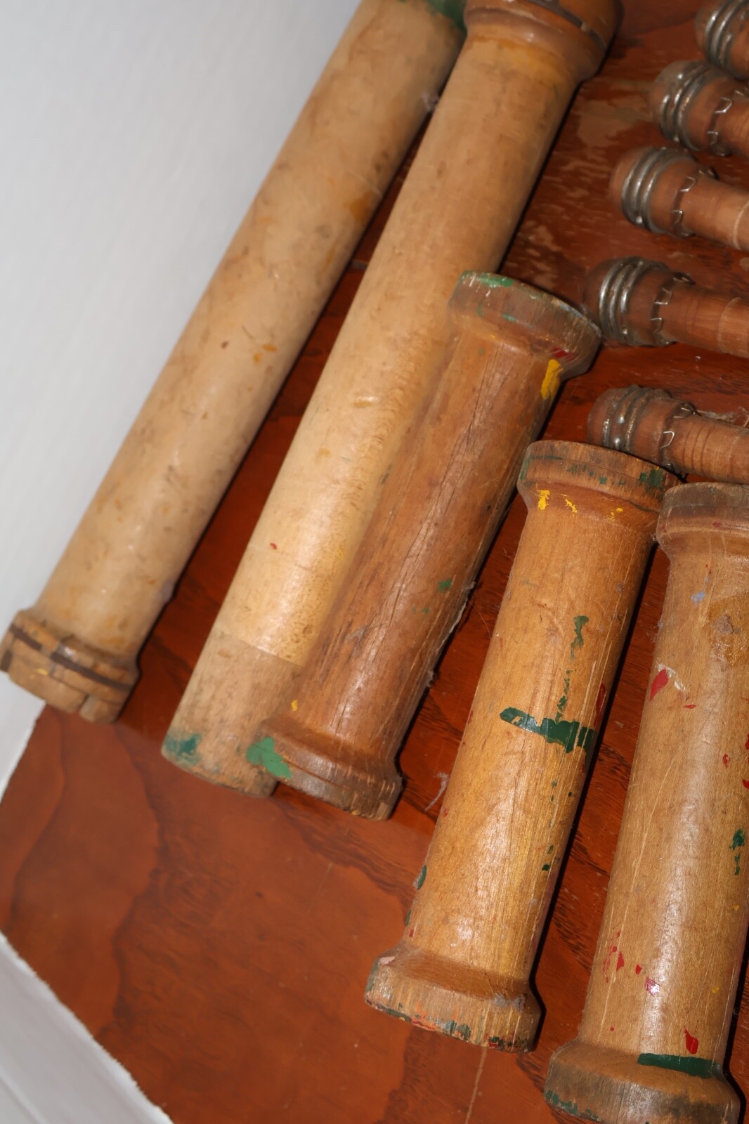 Vintage LOT Wood Quills Bobbins Spools Spindles Wooden 11 From Industrial Mill