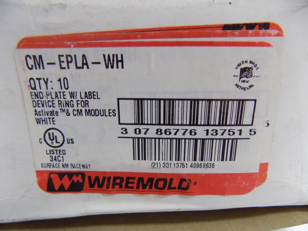 Wiremold Cm-epla-wh End Plate With Label for Activate & Communication Module USA