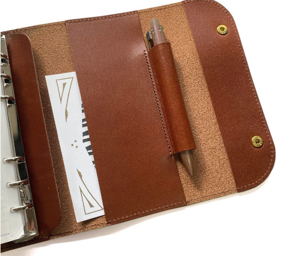 B6 loose leaf Writing note Notebook sketchbook Diary Notepad leather brown Q422