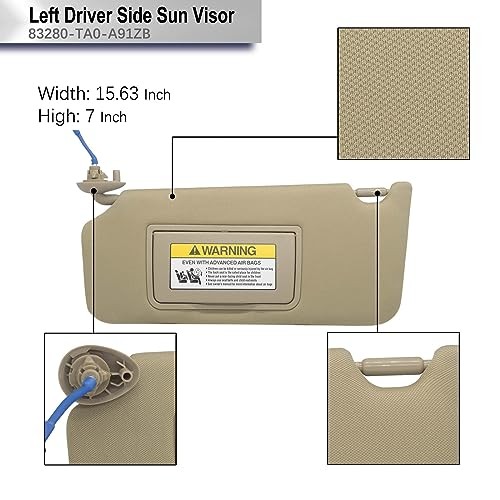 Driver Left & Passenger Right Side Sun Visor Beige(Driver & Passenger)