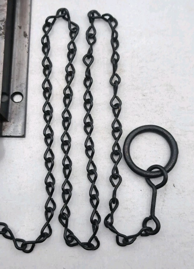 Antique Spring Loaded Latch Chain Pull Japanned Surface Mount Door Hardware