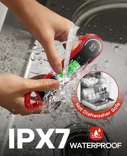 Meat Thermometer Digital, Instant Read Thermometer with Backlight, red