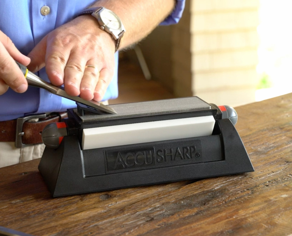 AccuSharp Deluxe Tri-Stone Knife Sharpener System Diamond Ceramic Angle Guide
