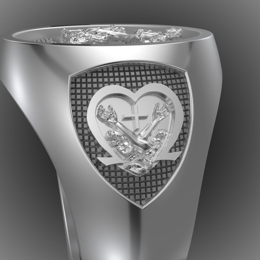 Saint Francis Solid Sterling Silver Men's Ring Size 10.5