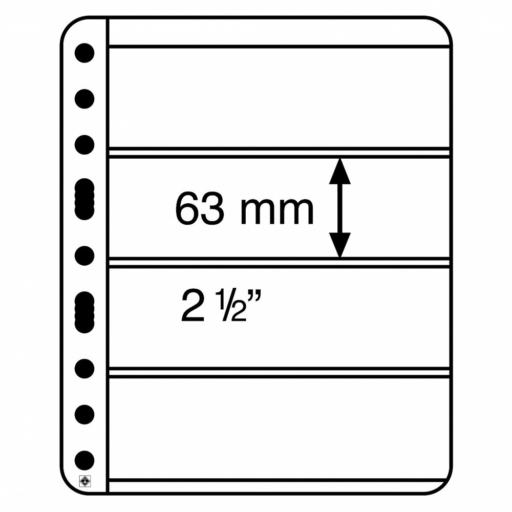 Lighthouse Vario Plus Stamp Album Pages 4 Rows Strips Pack - 5 Black Double Side