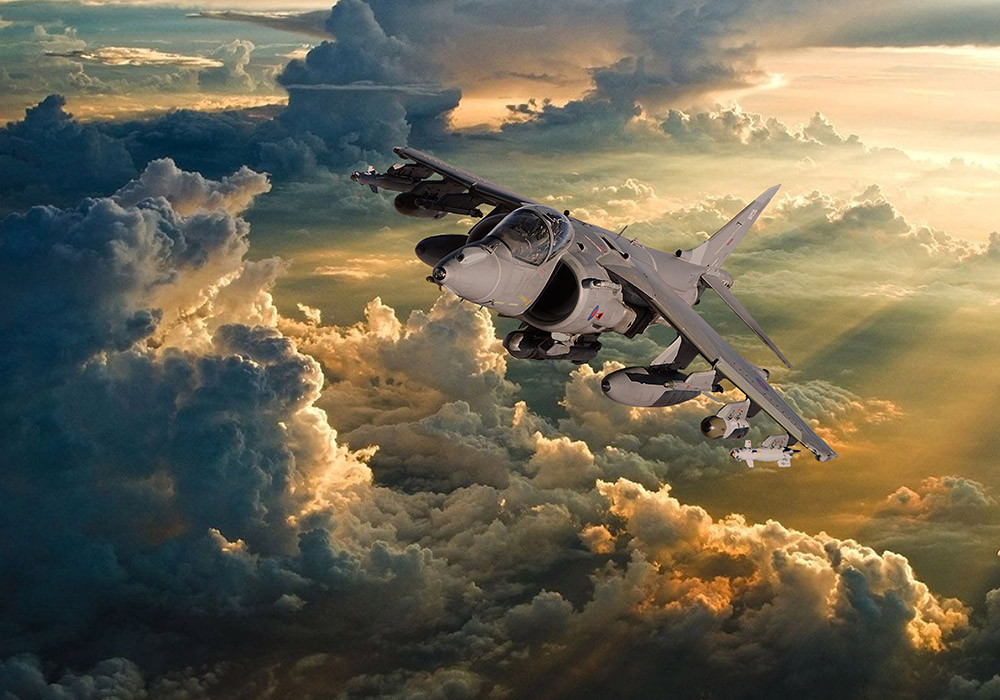 Hawker Siddley Harrier dramatic sky canvas prints various sizes free delivery