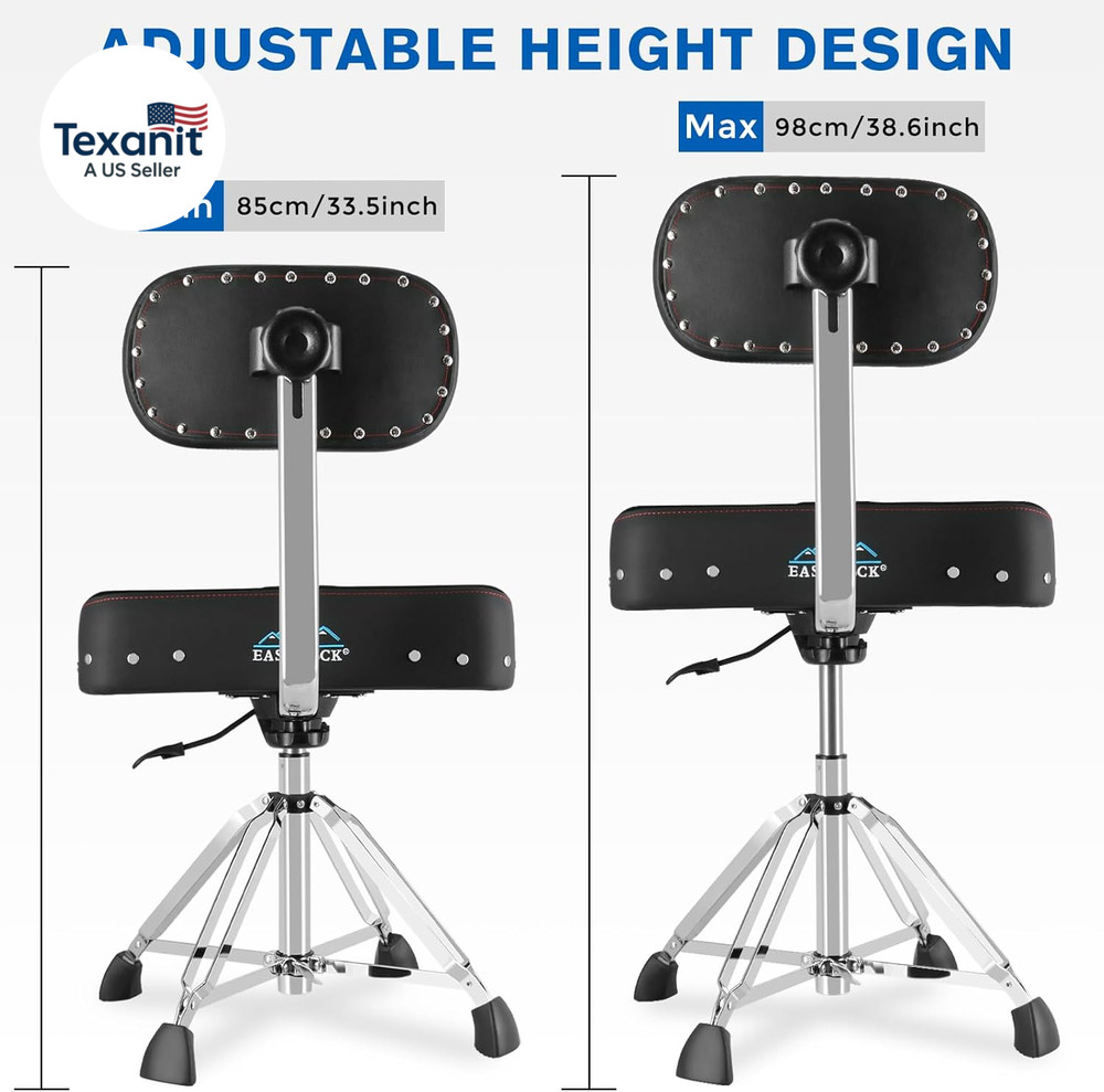 Drum Throne with Backrest 4-Leg,Hydraulic Drum Stool Height Adjustable,Heavy Dut