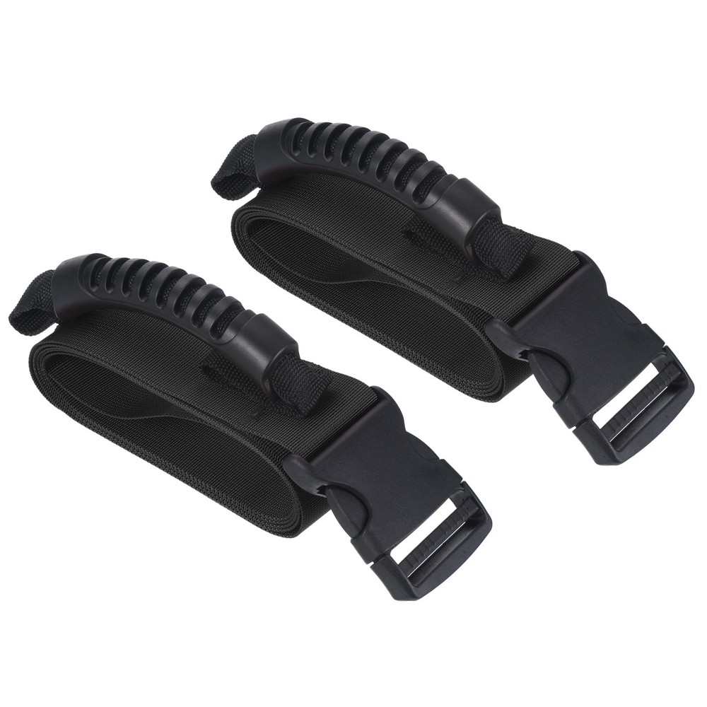 Carrying Strap with Handle, 2 Pack Adjustable Nylon Belt for Moving Boxes, Black
