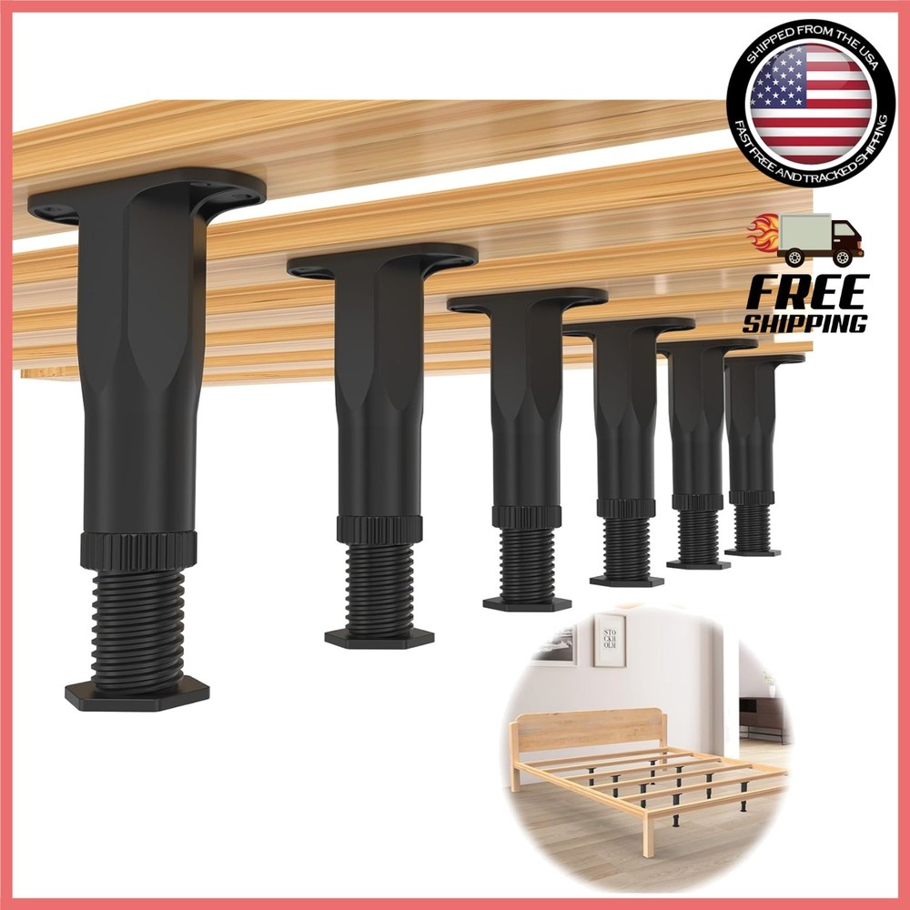 Durable Non-Scratch Plastic Bed Support Legs, Adjustable 8.3-14.5 Inches