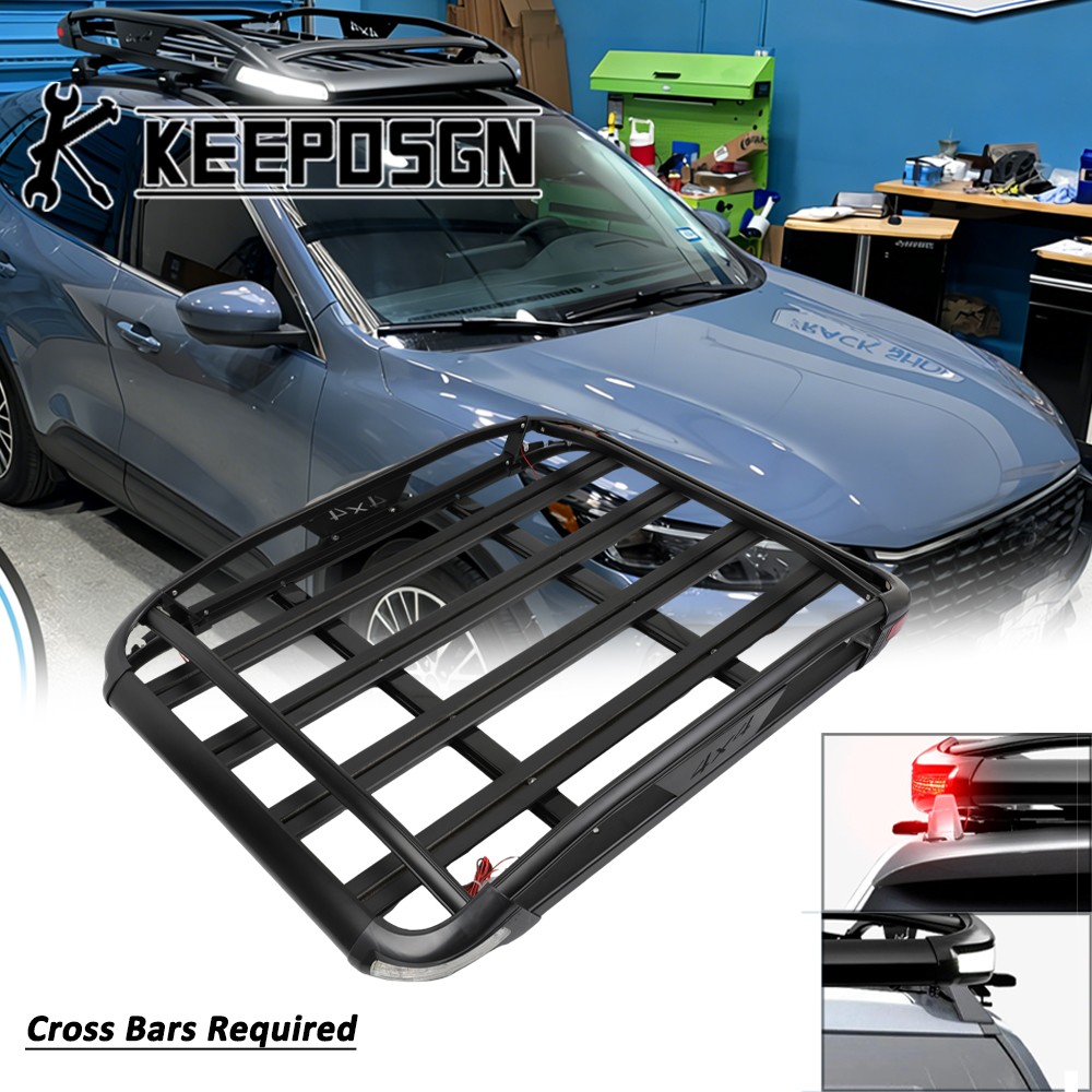 For Ford Escape Aluminum Top Roof Rack Cargo Carrier Basket Holder w/ LED Lights