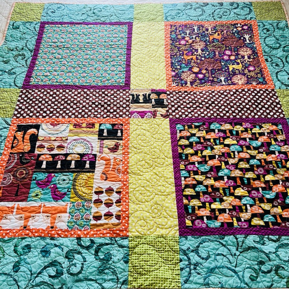 New Vibrant Modern Patchwork Quilt – 51” x 51” 🌟