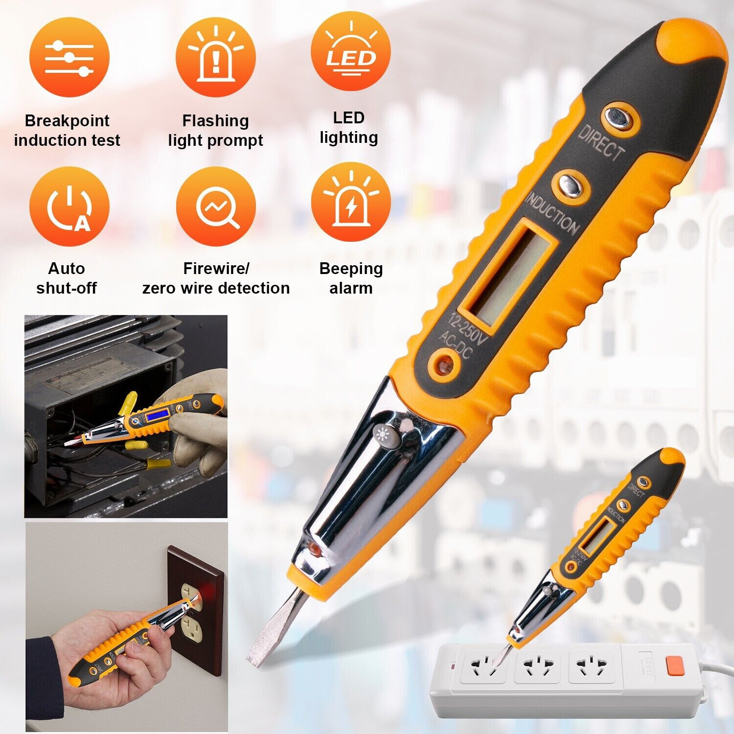 Voltage Electric Tester Volt Detector Test Pen AC DC Non-Contact Sensor 12-1000V