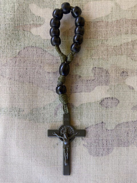 "Bellátor"(Warrior) Military One Decade Rosary -2" Black St Benedict Crucifix