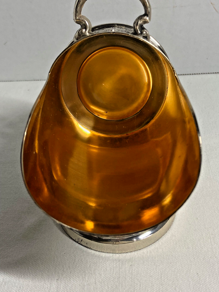 Vintage Silver Plate Ornate Floral Etching Pedestal Sugar Scoop Scuttle W/Scoop