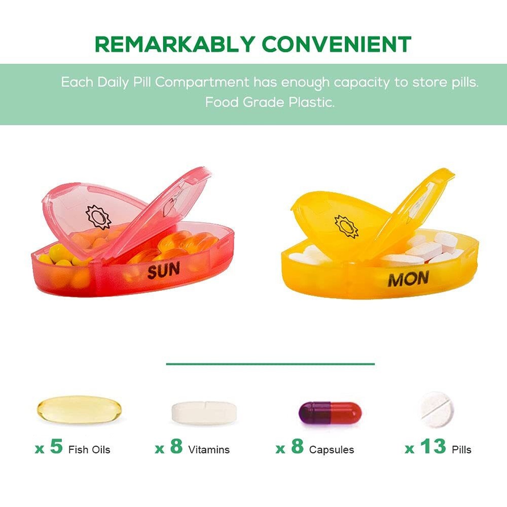 Weekly Pill Organizer twiceaday Portable 7 Day Pill Box Case With Stackable Am