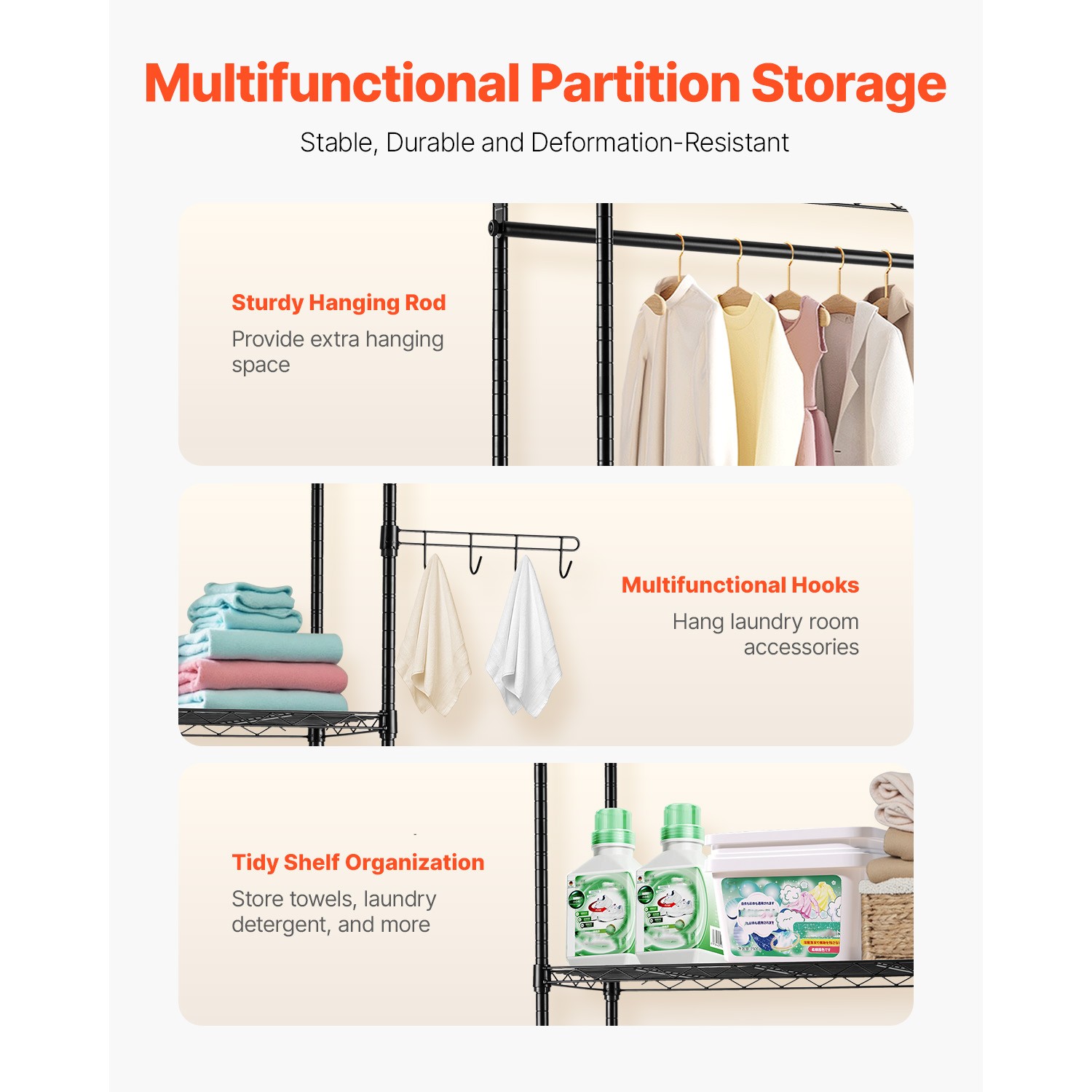 Over Washer and Dryer Storage Shelf Two Row 5 Tiers Washer Rack Black