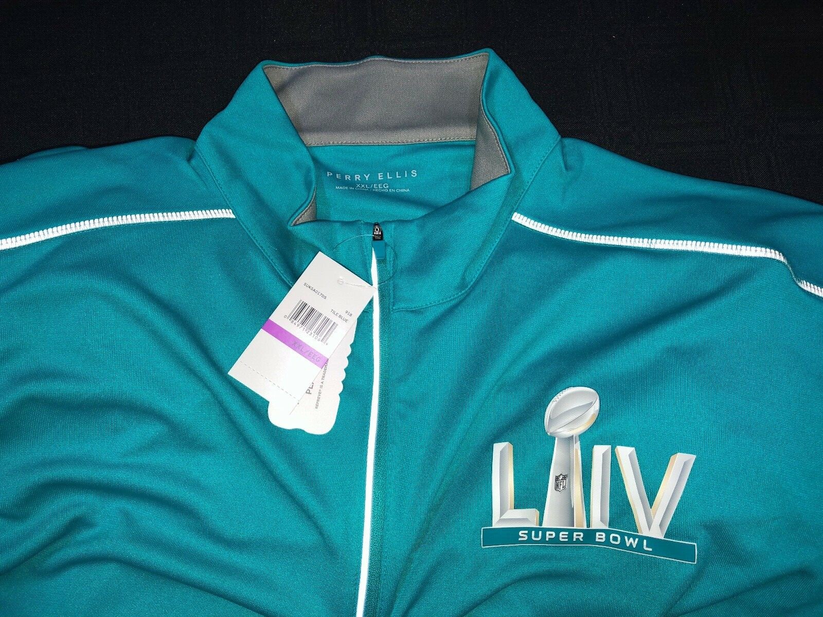 SUPER BOWL LIV MIAMI LONG SLEEVE DRI-FIT ZIP UP PERRY ELLIS BRAND NEW CHIEFS WIN