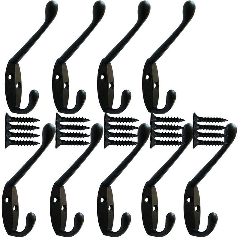 9PCS Vintage Rustic Bronze Wall Coat Hooks Hat Hook Rack Hall Rustic Black Hooks