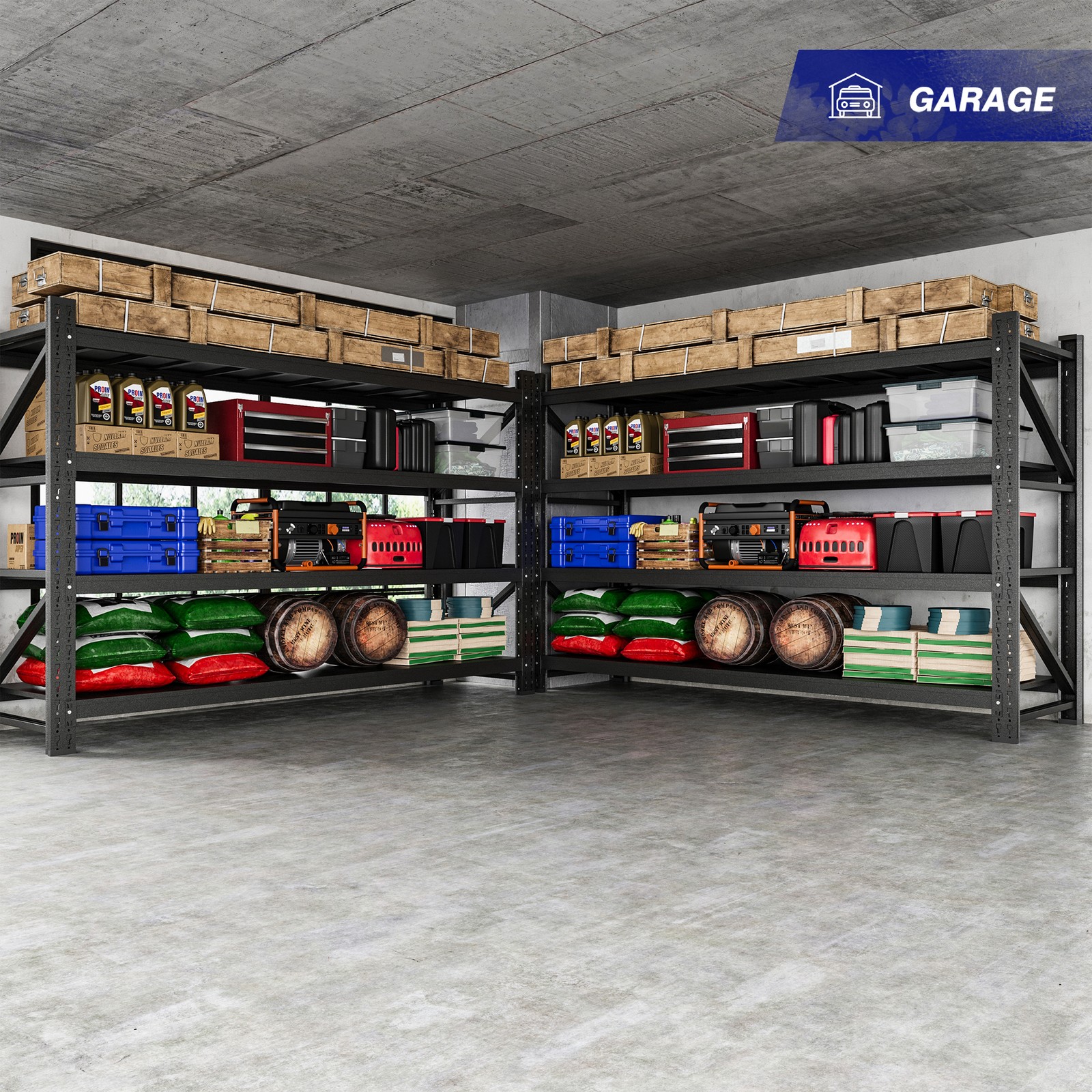 9000LB Heavy Duty Steel Shelves 77"W Garage/Warehouse Metal Storage Rack