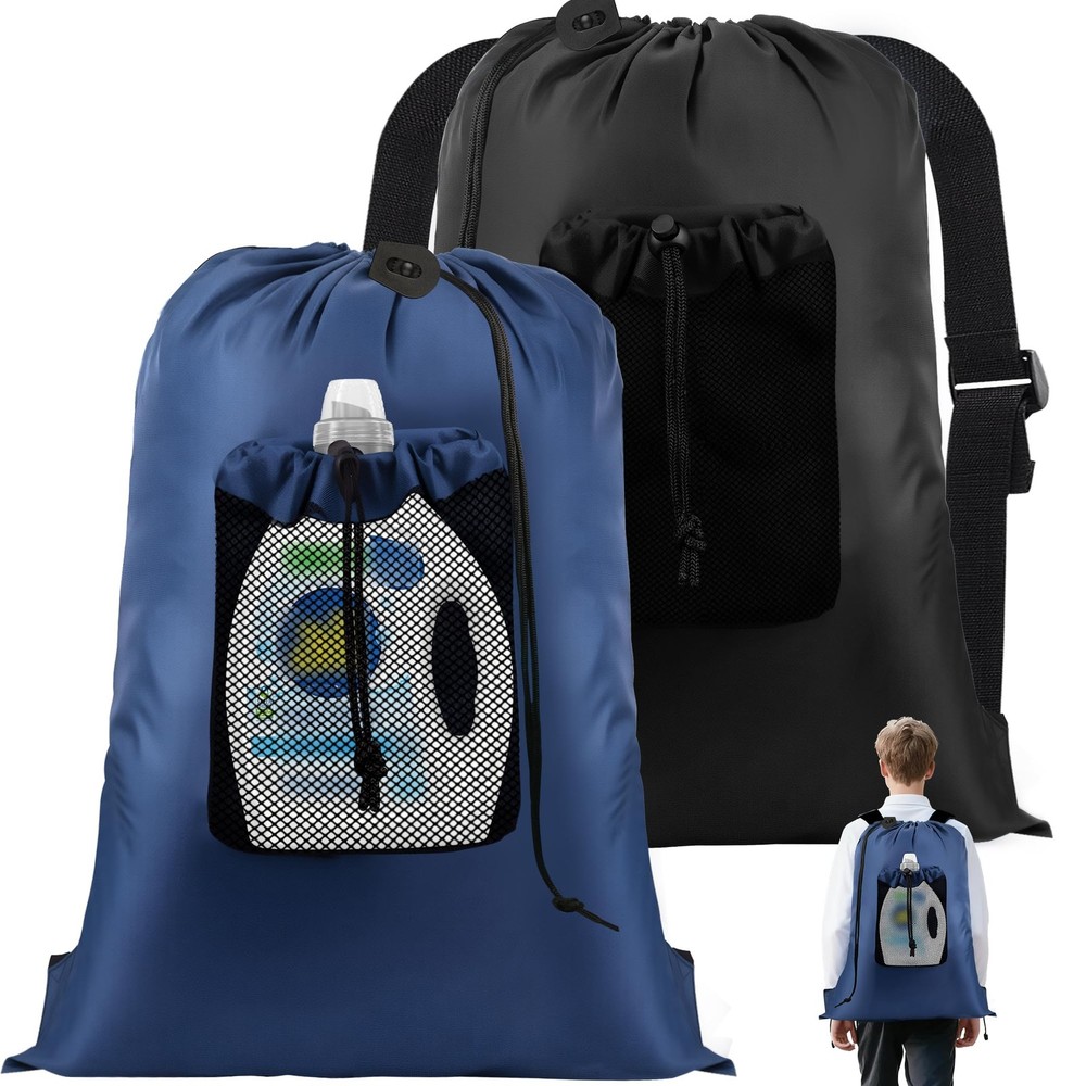 2 Pack Laundry Backpack Bags w/ Adjustable Straps