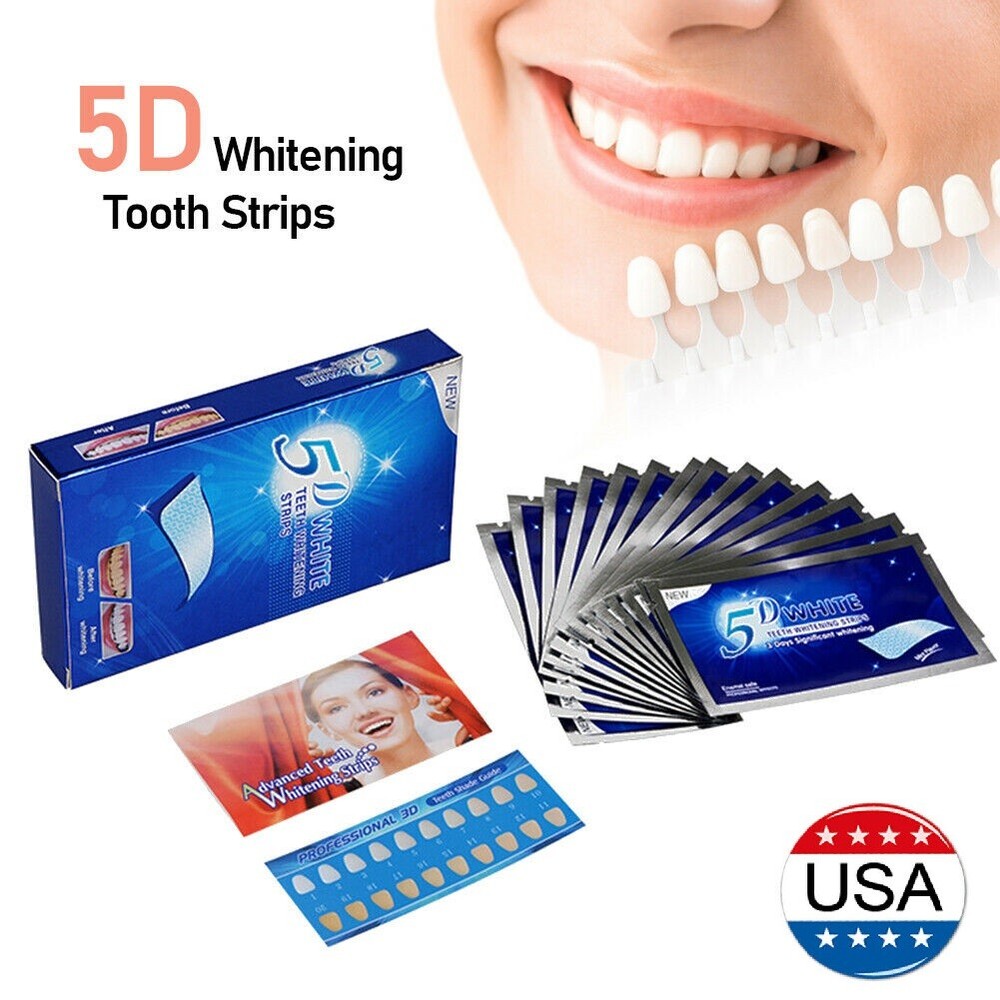 28pcs 5D Teeth Whitening Strips Bleaching Strips Non Sensitive Tooth Whitener US