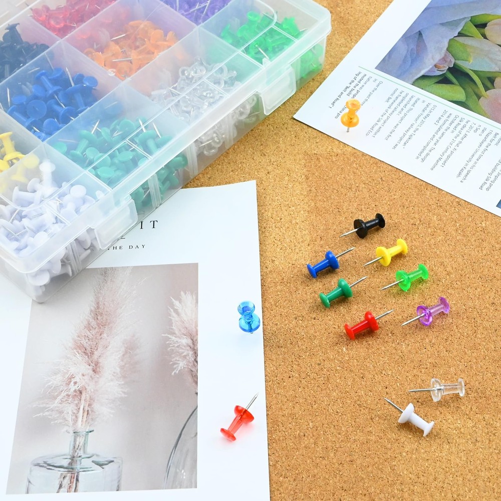 600 Pack Thumb Tacks, Colored Map ​Push Pins 600Pack, Multicolored