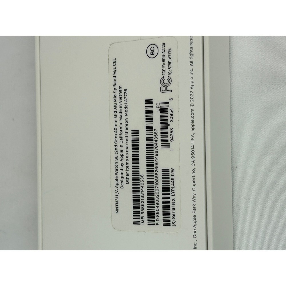 Apple Watch SE 2nd Gen Empty Box Original Apple Packaging Only