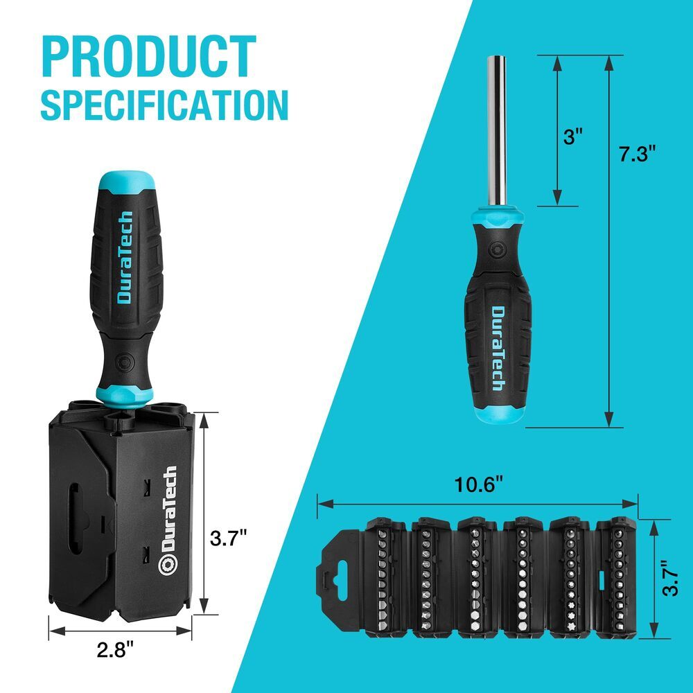 DURATECH Multi-Function Screwdriver Set W/60PC Torx Hex Square Flat Phillips Bit