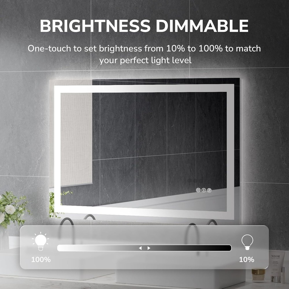 USHOWER 48x32'' LED Bathroom Mirror Vanity Mirror LED Backlit Lighted Mirror US