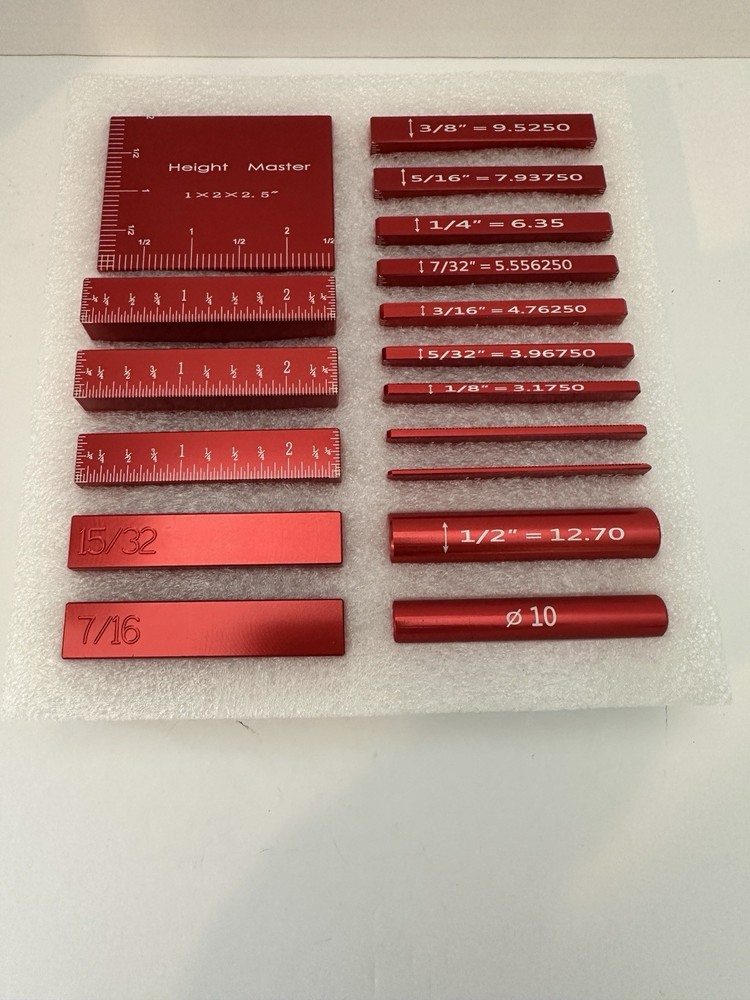 Setup Blocks Height Gauge Set, HEIGHT MASTER, 17pcs Precision Aluminum Setup Bar