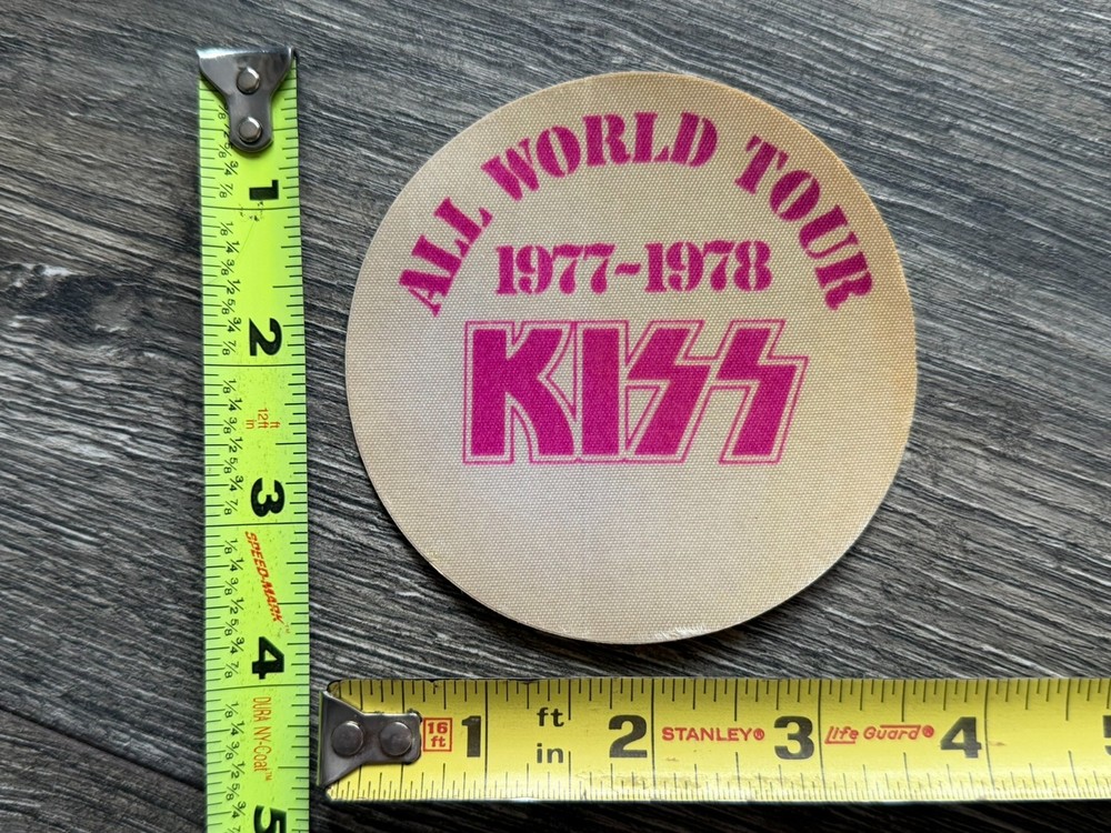 KISS Pass Satin Love Gun Alive 2 Tour 1977 1978 Round Purple Vintage Kiss Aucoin