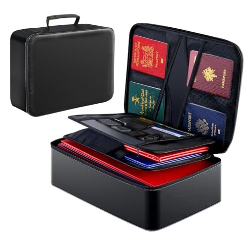 GIANTLUMl Document Bag with Lock,Fireproof 3-Layer File Storage Case with