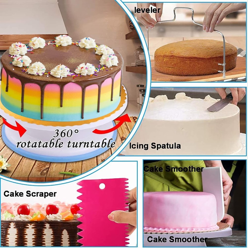 Cake Decorating Kits Baking Set W/ Springform Pans Set Rotating 567 PCS